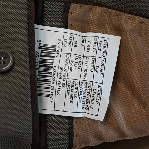 Caravelli 46R 36x29 Tan Green Brown Super 150s 3 Piece Vest Mens Suit - Picture 5 of 12